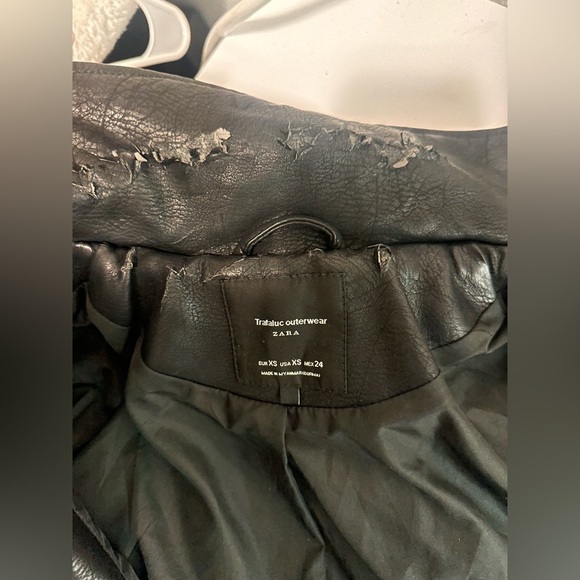 Zara Women's Black Leather Jacket size XS - Picture 6 of 9